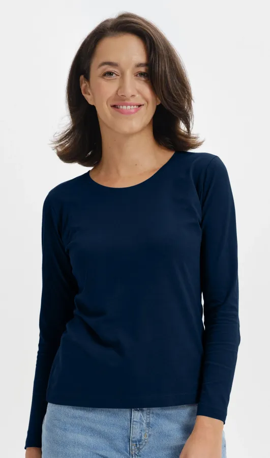 Dámské triko s dlouhými rukávy, tmavomodrá Dámské triko s dlouhými rukávy, tmavomodrá
