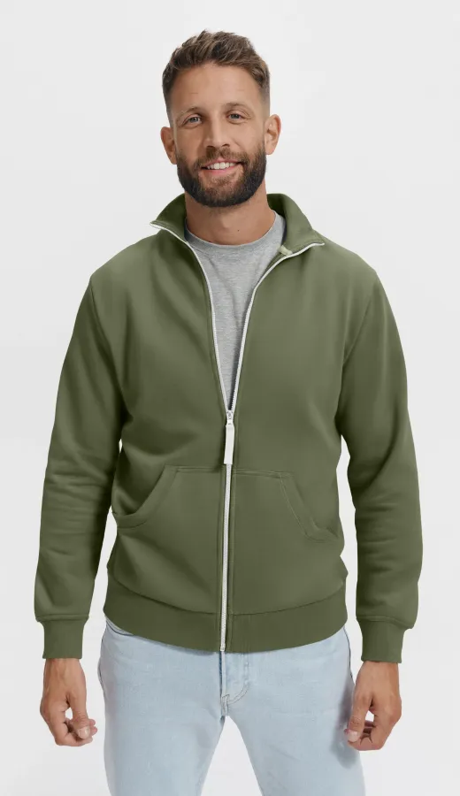 Pánská mikina jednoduchá bez kapuce, khaki Pánská mikina jednoduchá bez kapuce, khaki