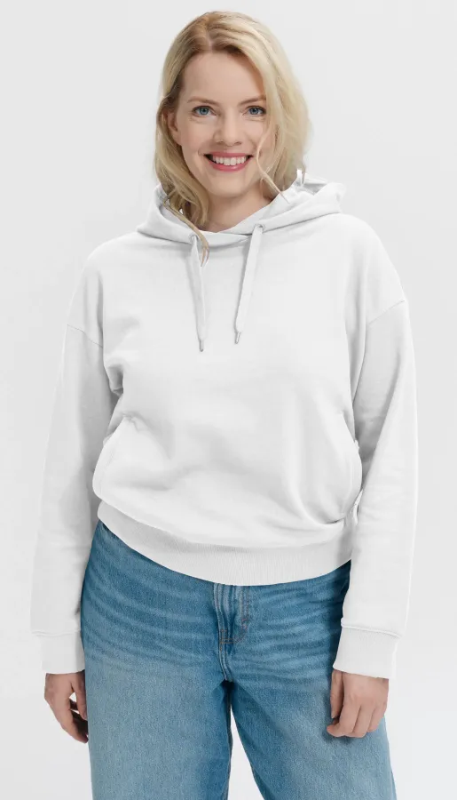 Pohodlná dámská mikina s kapucí, bílá Pohodlná dámská mikina s kapucí, bílá