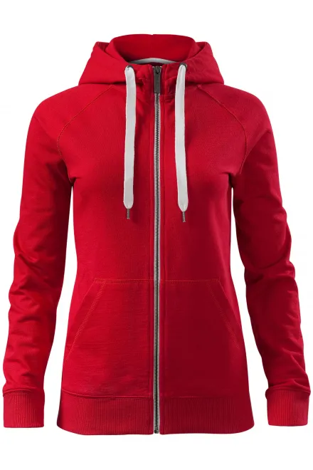Dámská mikina kontrastní, s kapucí - formula red, XL