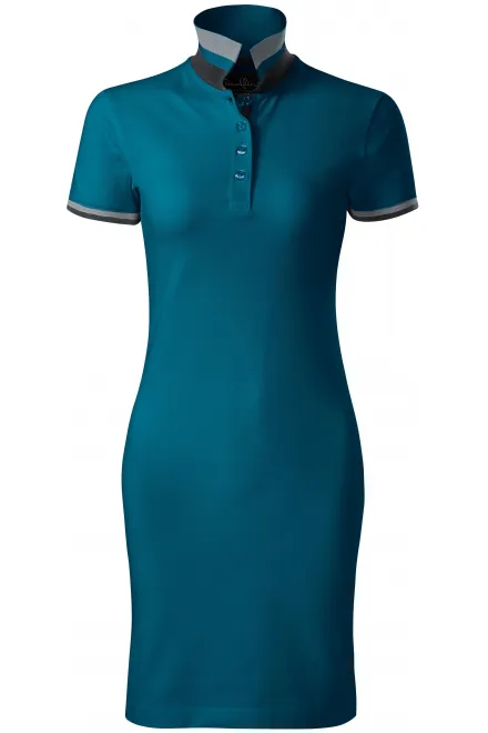 Dámské šaty s límcem nahoru - petrol blue, M
