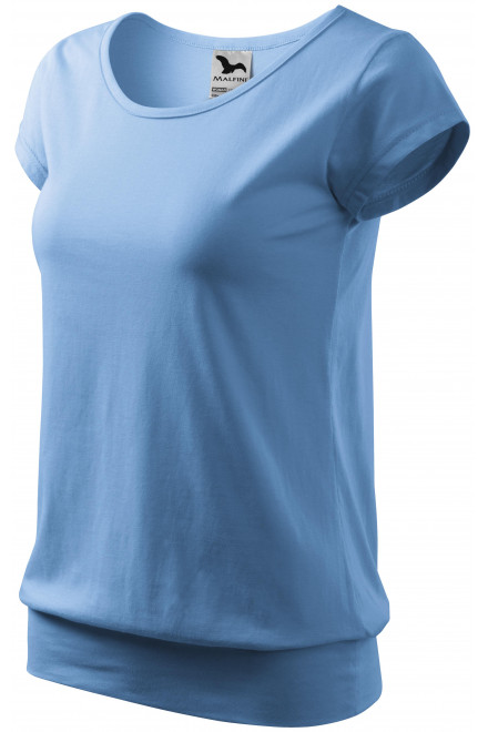 Dámské trendové tričko, nebeská modrá, trička s krátkými rukávy