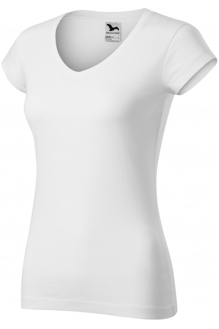 Dámské tričko s V-výstřihem zúžené, bílá, trička s krátkými rukávy