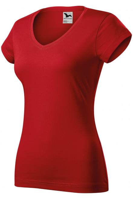 Dámské tričko s V-výstřihem zúžené, červená, červená trička