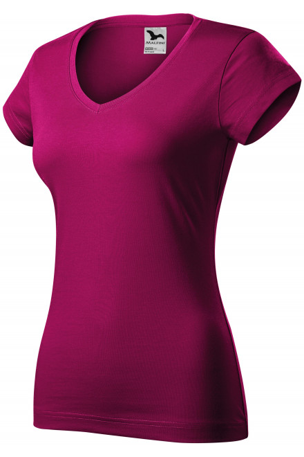 Dámské tričko s V-výstřihem zúžené, fuchsia red, růžová trička