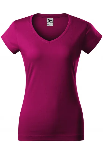 Dámské tričko s V-výstřihem zúžené - fuchsia red, XS