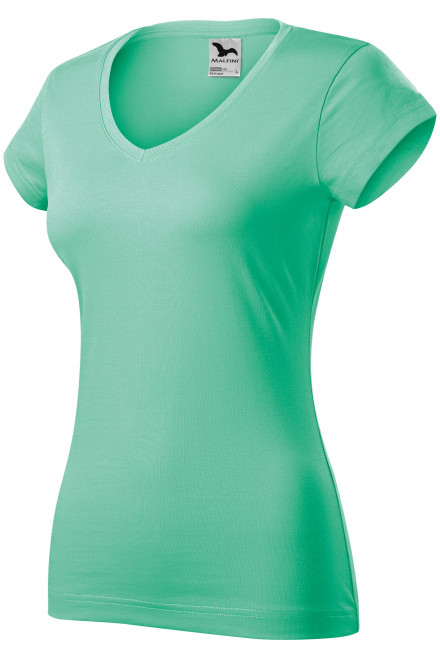 Dámské tričko s V-výstřihem zúžené, mátová, zelená trička