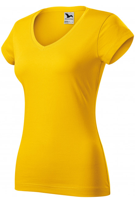 Dámské tričko s V-výstřihem zúžené, žlutá, dámská trička