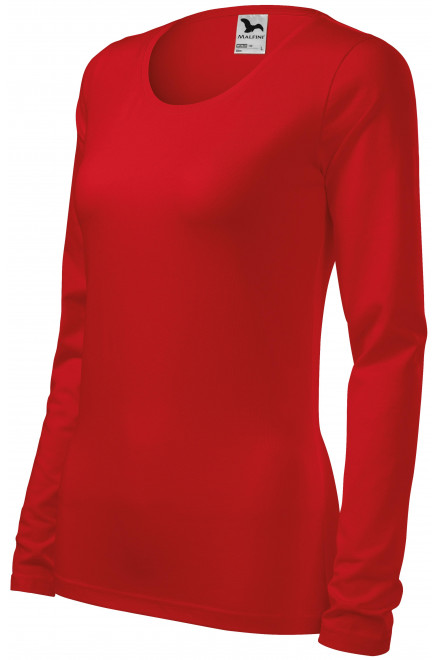 Dámské triko přiléhavé s dlouhým rukávem, červená, dámská trička