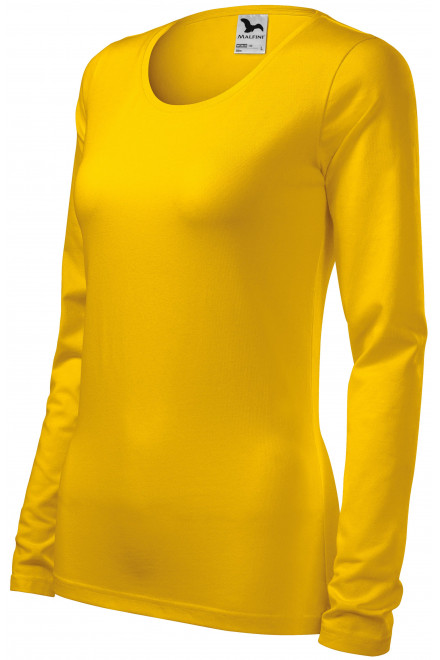 Dámské triko přiléhavé s dlouhým rukávem, žlutá, dámská trička