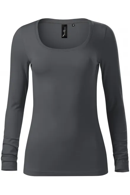Dámské triko s dlouhými rukávy a hlubším výstřihem - light antracite, XL