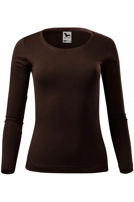 Dámské triko s dlouhými rukávy - kávová, XS