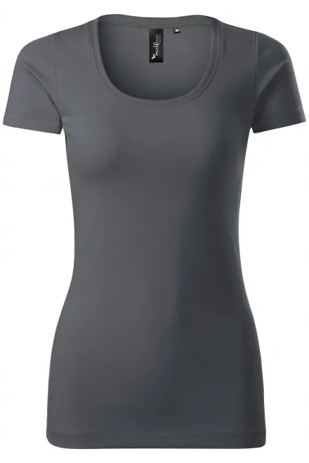Dámské triko s ozdobným prošitím - light antracite, XS