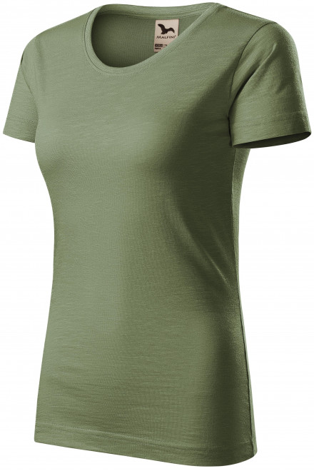 Dámské triko, strukturovaná organická bavlna, khaki, trička s krátkými rukávy
