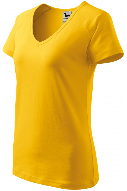 Dámské triko zúženě, raglánový rukáv, žlutá, trička na potisk
