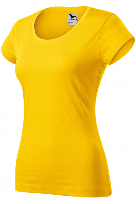 Dámské triko zúžené s kulatým výstřihem, žlutá, dámská trička