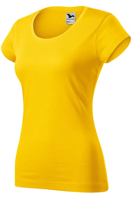 Dámské triko zúžené s kulatým výstřihem, žlutá