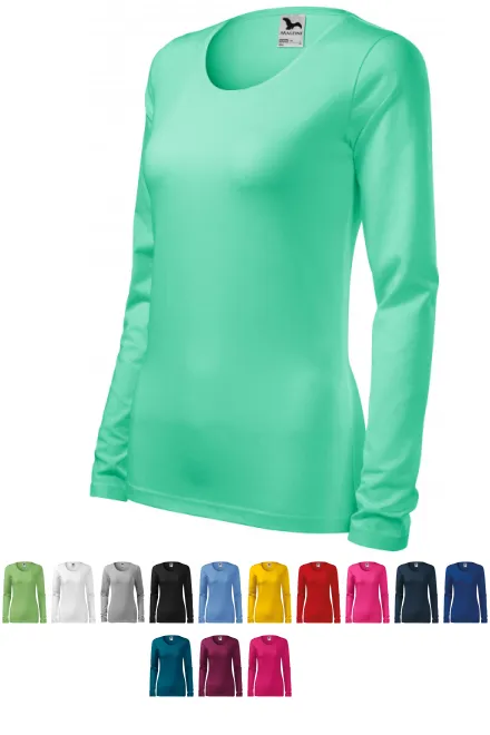 Dámské triko přiléhavé s dlouhým rukávem, mátová
