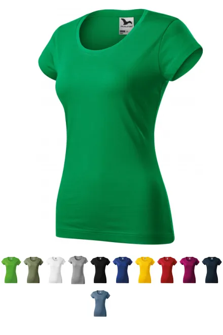 Dámské triko zúžené s kulatým výstřihem, trávově zelená