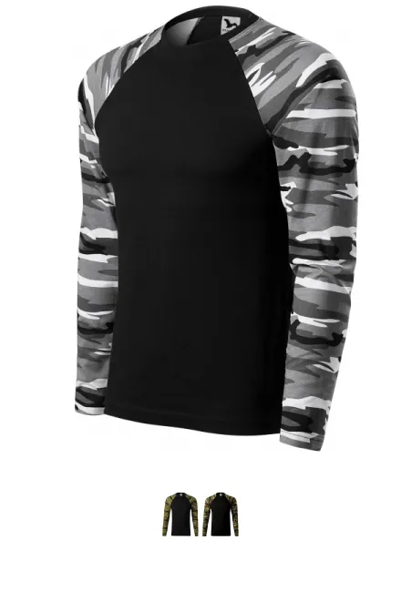 Maskáčové tričko s dlouhými rukávy, maskáčová šedá