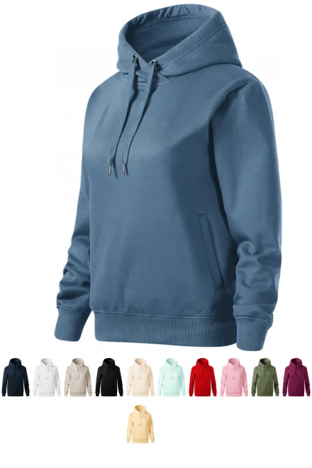 Pohodlná dámská mikina s kapucí, denim