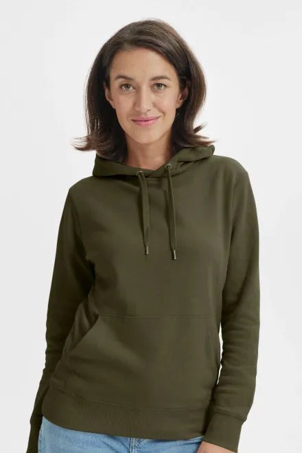 Dámská mikina bez zipu s kapucí, military