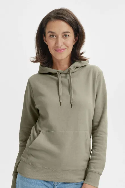 Dámská mikina bez zipu s kapucí, svetlá khaki