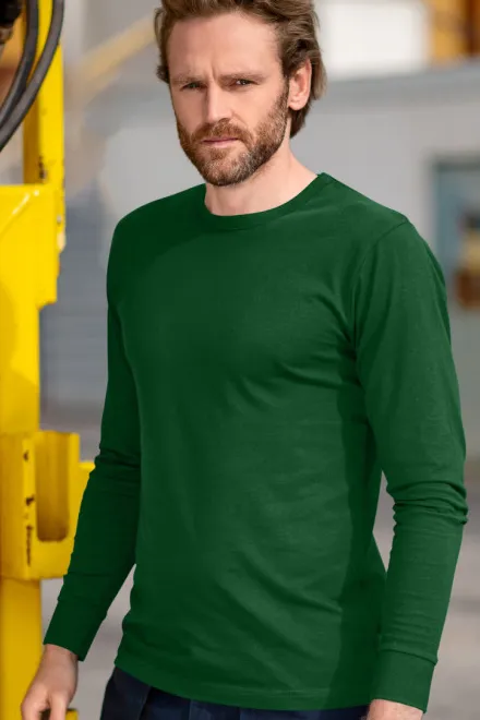 Odolné pánské tričko s dlouhým rukávem, láhvovězelená