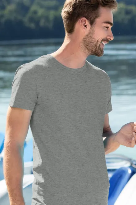 Pánské módní tričko, tmavěšedý melír