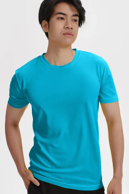 Tričko s asymetrickým průkrčníkem, tyrkysová