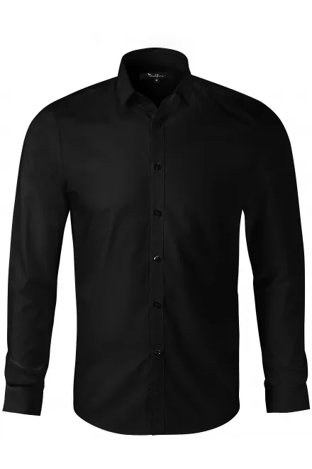 Pánská košile s dlouhým rukávem slim fit - černá, S