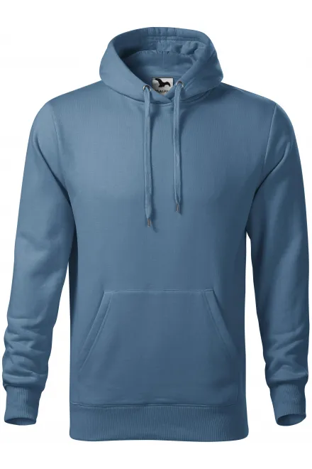 Pánská mikina bez zipu s kapucí - denim, S