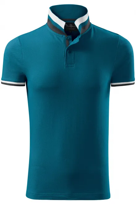 Pánská polokošile s límcem nahoru - petrol blue, XL