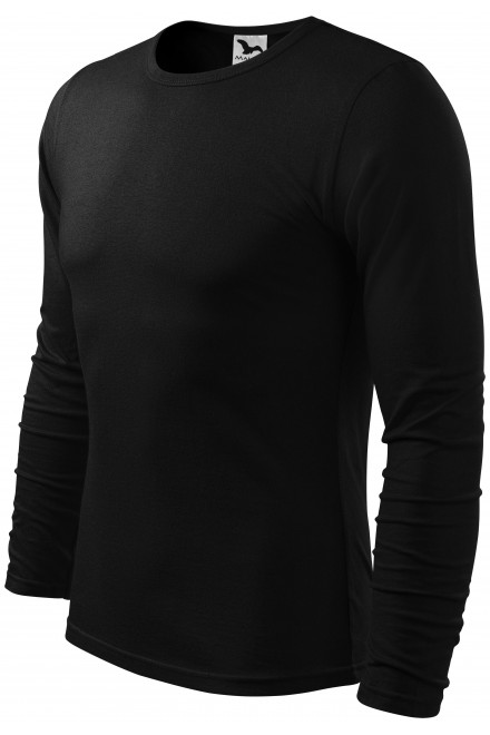 Pánské triko s dlouhým rukávem, černá, jednobarevná trička