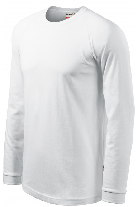 Pánské triko s dlouhým rukávem, kontrastní, bílá, jednobarevná trička