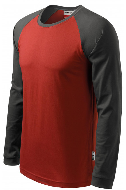 Pánské triko s dlouhým rukávem, kontrastní, marlboro červená