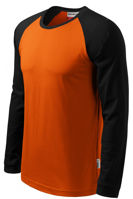 Pánské triko s dlouhým rukávem, kontrastní, oranžová