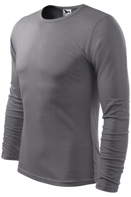 Pánské triko s dlouhým rukávem, ocelovo sivá, jednobarevná trička