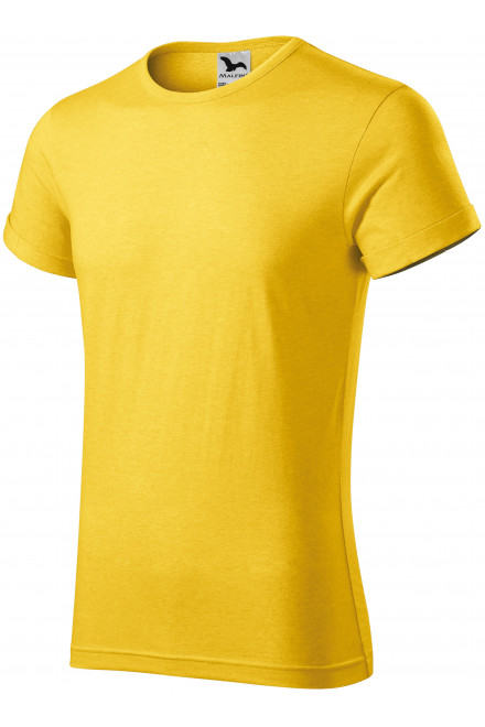Pánské triko s vyhrnutými rukávy, žlutý melír, jednobarevná trička