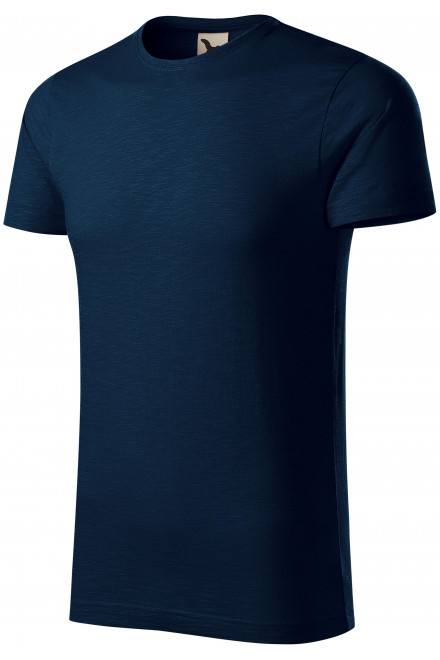 Pánské triko, strukturovaná organická bavlna, tmavomodrá, trička s krátkými rukávy
