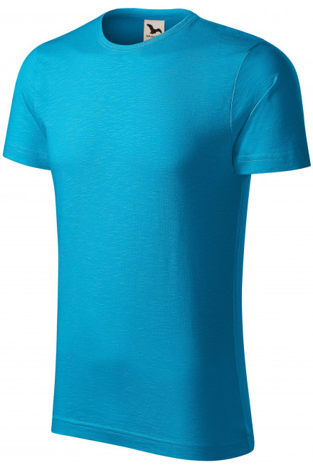 Pánské triko, strukturovaná organická bavlna, tyrkysová, trička s krátkými rukávy