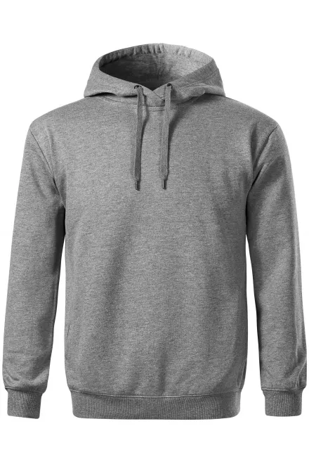 Pohodlná pánská mikina s kapucí - tmavěšedý melír, S
