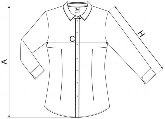 Dámská halenka s dlouhým rukávem - tabulka velikostí