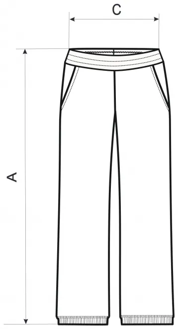 Dámské tepláky s kapsami - tabulka velikostí