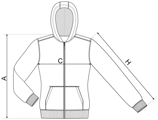 Dětská mikina s kapucí - tabulka velikostí