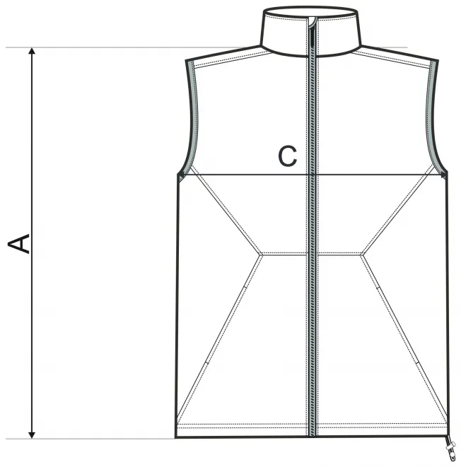 Pánská vesta - tabulka velikostí
