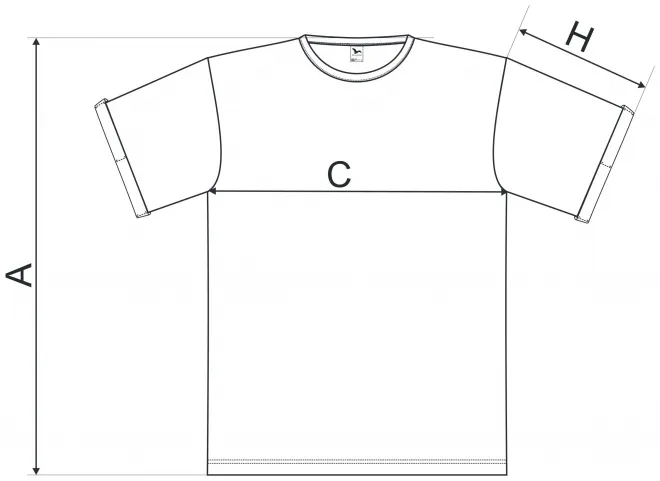 Pánské triko s vyhrnutými rukávy - tabulka velikostí