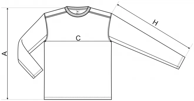 Tričko s dlouhým rukávem - tabulka velikostí