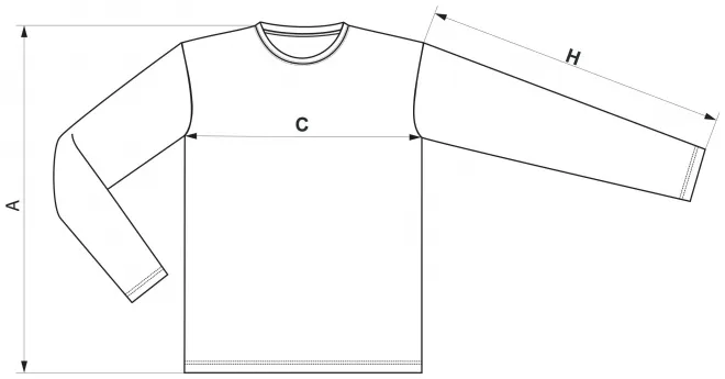 Triko na sport s dlouhým rukávem - tabulka velikostí