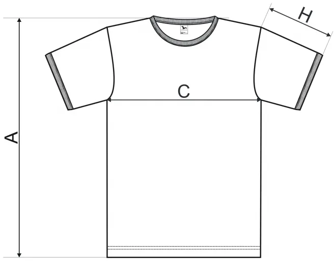 Unisex tričko kontrastní - tabulka velikostí